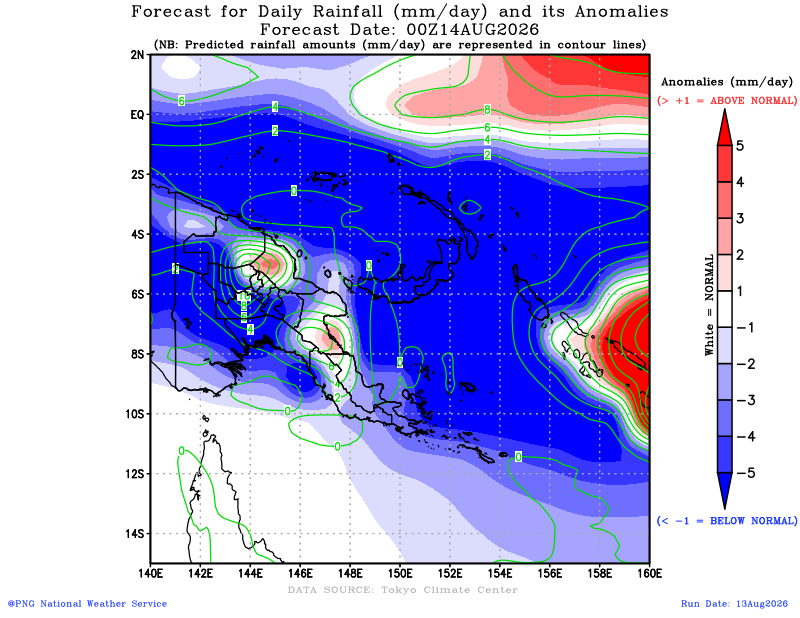 PNGNWS 31-day rainfall forecast PNG domain